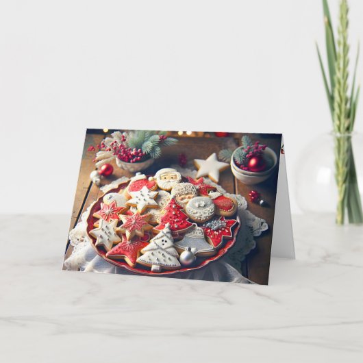 Fancy kerst suikerkoekjes feestdagen kaart (Voorkant)