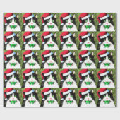 Fancy Kerst Tuxedo Cat Wrapping Paper Cadeaupapier (Vlak)