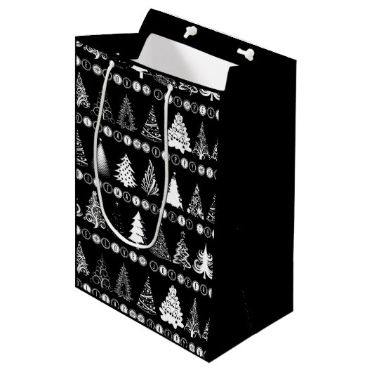 Fancy kerstboom cadeau tas medium cadeauzakje (Voorkant Gekanteld)