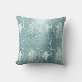 Fancy kerstboom Glitter Ice Blue Aqua Gray Kussen