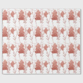 Fancy kerstboom Glitter Ice Roos Gold White Cadeaupapier (Vlak)