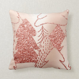 Fancy kerstboom Glitter Roos Gold Blush Snow Kussen