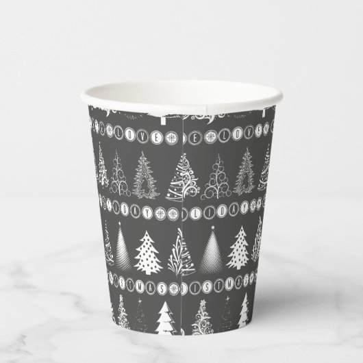 Fancy Kerstboom Grijze Papieren Beker (Rechts)
