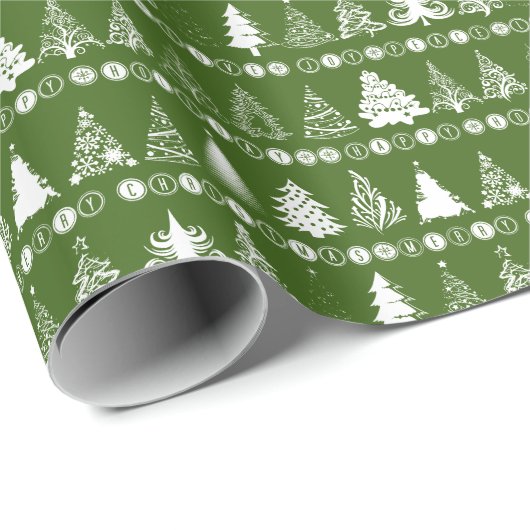Fancy kerstboom groen cadeaupapier (Rol Hoek)