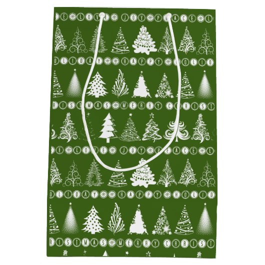 Fancy Kerstboom Groene Gift Bag Medium Cadeauzakje (Achterkant)