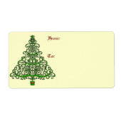Fancy kerstboom grote cadeau labels (Voorkant)