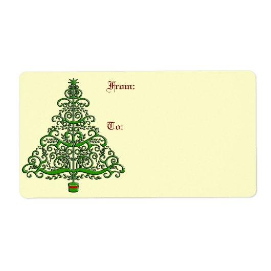 Fancy kerstboom grote cadeau labels (Voorkant)