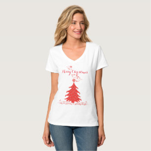 Fancy kerstboom met rode kant t-shirt