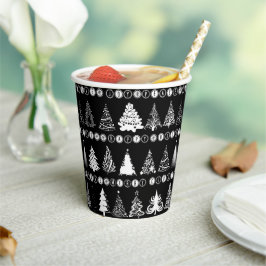 Fancy kerstboom zwarte papieren beker