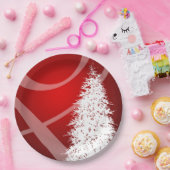 Fancy kerstboomfeestdagen — Rood design wit Papieren Bordje (Feest)