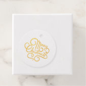 Fancy kerstfeest Font Gold Foil Round Gift Bedankjes Labels (Met doos)