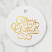 Fancy kerstfeest Font Gold Foil Round Gift Bedankjes Labels (Voorkant)