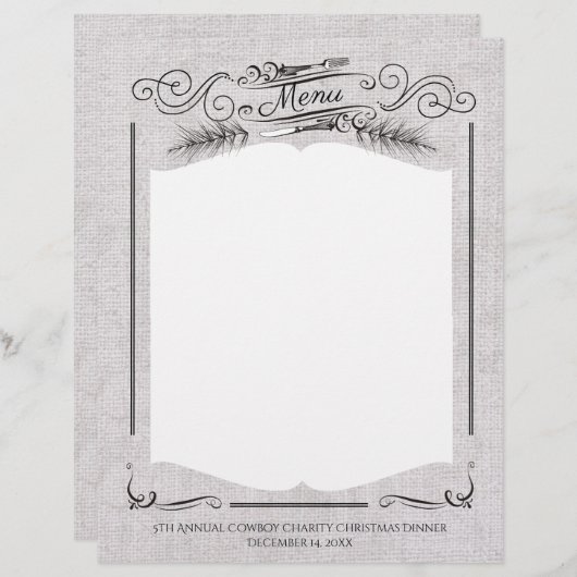 Fancy kerstfeestmenu met vorkmes (Voorkant / Achterkant)