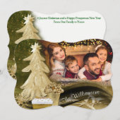 Fancy kerstfoto met gouden kerstbomen feestdagenkaart (Voorkant / Achterkant)