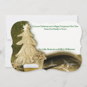 Fancy kerstfoto met gouden kerstbomen feestdagenkaart (Achterkant)