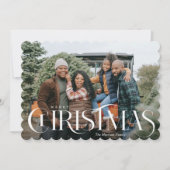 Fancy kerstfoto van Merry Scalloped Feestdagenkaart (Voorkant)