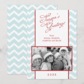 Fancy kerstfoto van Red Pattern Feestdagenkaart (Voorkant / Achterkant)