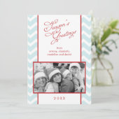 Fancy kerstfoto van Red Pattern Feestdagenkaart (Staand voorkant)