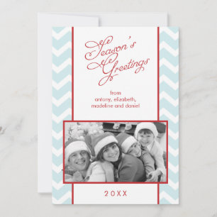 Fancy kerstfoto van Red Pattern Feestdagenkaart