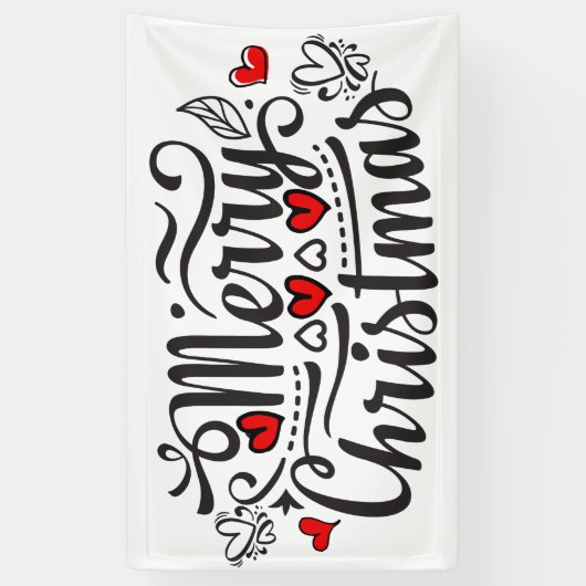 Fancy kerstkalligrafie met vrolijk kerstfeest spandoek (Verticaal)