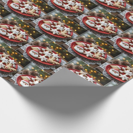 Fancy kerstkoekjes cadeaupapier (Hoek)