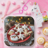 Fancy kerstkoekjes papieren bordje (Feest)