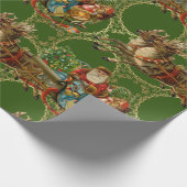Fancy kerstman in zijn dikke "groene" omslagpapier cadeaupapier (Hoek)