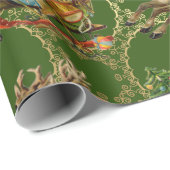 Fancy kerstman in zijn dikke "groene" omslagpapier cadeaupapier (Rol Hoek)