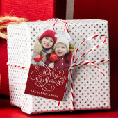 Fancy kerstscript, kleur cadeaulabel