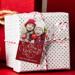 Fancy kerstscript, kleur cadeaulabel