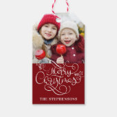 Fancy kerstscript, kleur cadeaulabel (Voorkant)