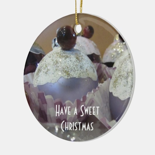 Fancy kersttaart keramisch ornament (Links)