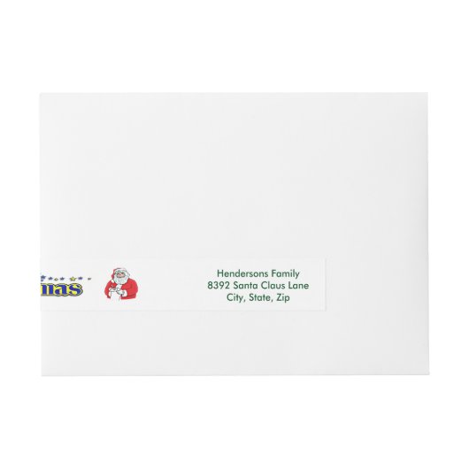 Fancy kersttekst en Santa Lt Omwikkelbaar Adreslabel (Voorkant)