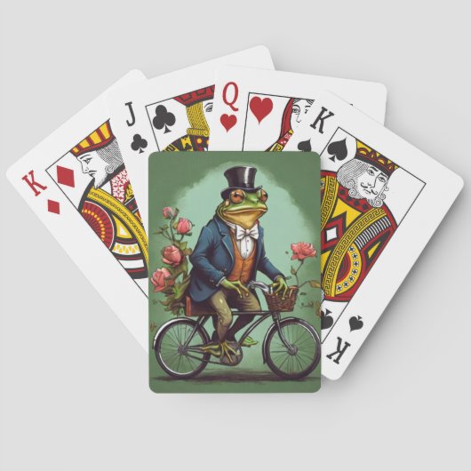 Fancy kikker op fiets - eigenzinnig design pokerkaarten (Achterkant)