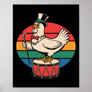 Fancy Kip op Trommel Retro Regenboog Marcherende N Poster