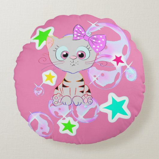 Fancy Kitten - Rond Kussen (Voorkant)