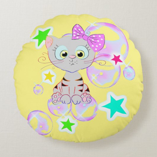 Fancy Kitten - Rond Kussen (Voorkant)