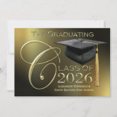 Fancy Klasse van 2025 Gouden Afstuderen Aankondigi Kaart (Voorkant)