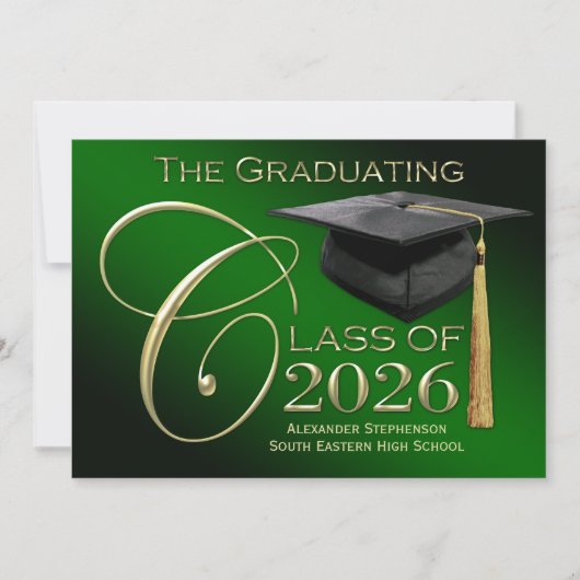Fancy Klasse van 2025 Groene Afstuderen Aankondigi Kaart (Voorkant)