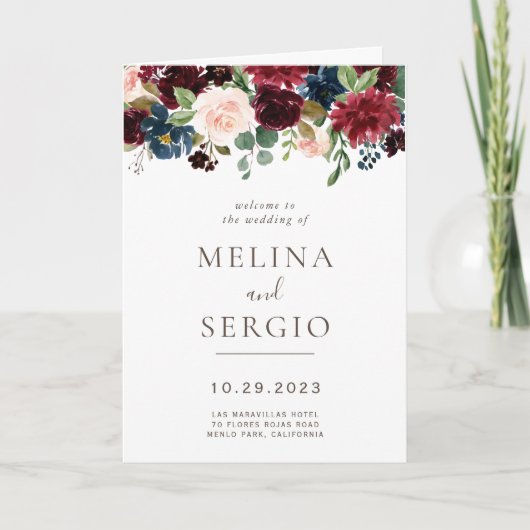 Fancy Klassieke bloemen Gevouwen bruiloft Programma (Voorkant)