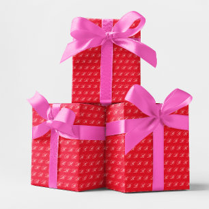Fancy Klassieke Calligrafie Monogram Helderrood Cadeaupapier