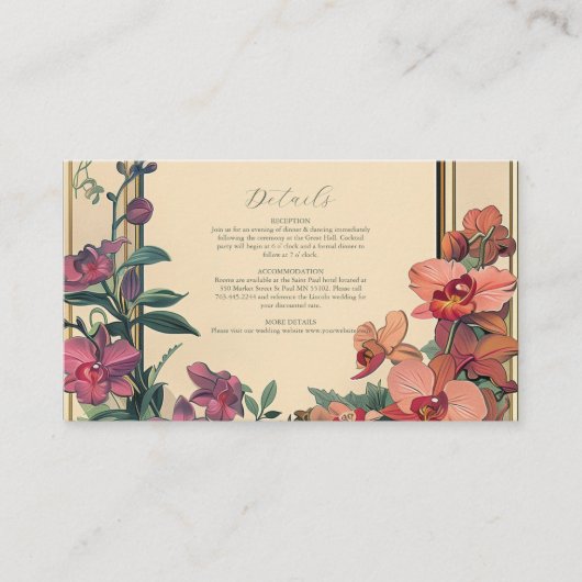 Fancy klassieke decoratieve art nouveau bruiloft informatiekaartje (Voorkant)