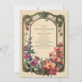 Fancy klassieke decoratieve art nouveau bruiloft kaart (Voorkant)