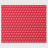Fancy klassieke kalligrafie Monogram Bright Red Cadeaupapier (Vlak)