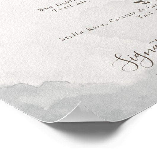 Fancy Klassieke Roos Pioen Bloemen Bruiloft Bar Me Poster (Hoek)