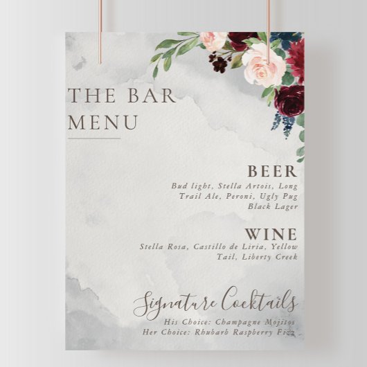 Fancy Klassieke Roos Pioen Bloemen Bruiloft Bar Me Poster