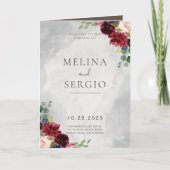 Fancy Klassieke Rozen Peony Flowers Folded Wedding Programma (Voorkant)