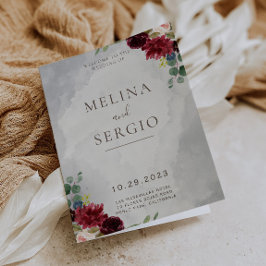 Fancy Klassieke Rozen Peony Flowers Folded Wedding Programma