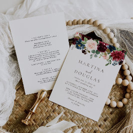 Fancy Klassieke Rozen Rug & Front Wedding Kaart