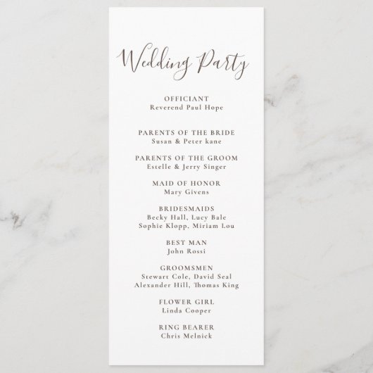 Fancy Klassieke Weddenschap Programmakaart (Achterkant)